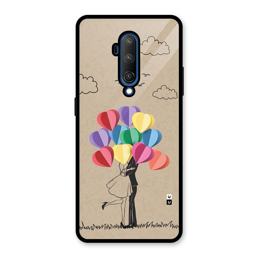 Couple With Card Baloons Glass Back Case for OnePlus 7T Pro