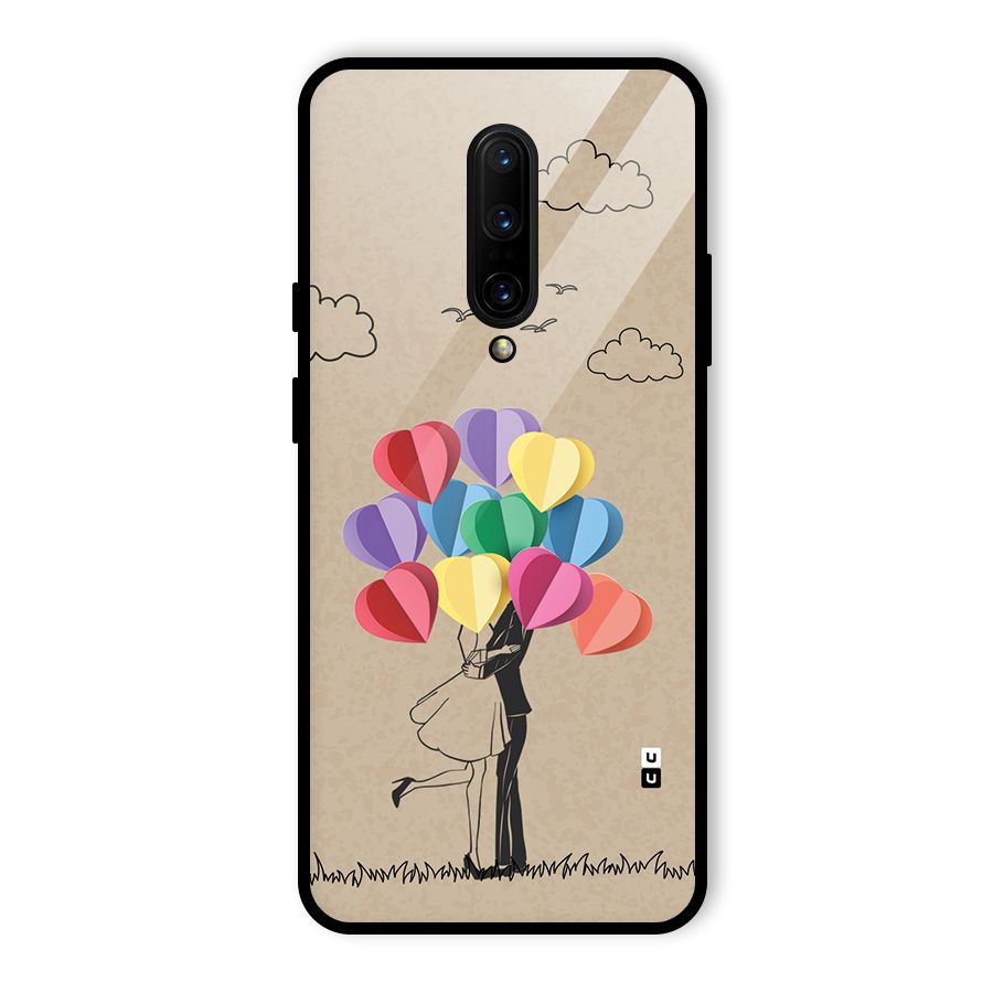 Couple With Card Baloons Glass Back Case for OnePlus 7 Pro