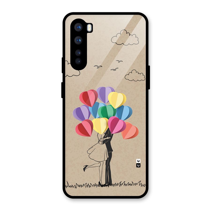 Couple With Card Baloons Glass Back Case for OnePlus Nord
