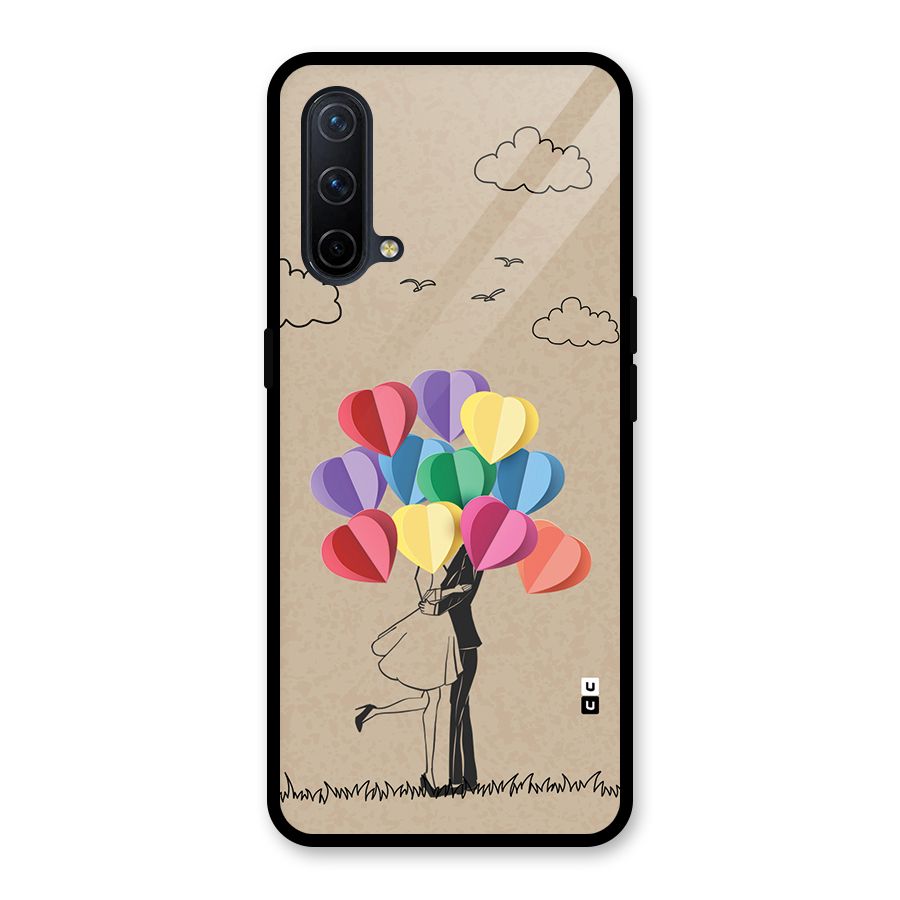 Couple With Card Baloons Glass Back Case for OnePlus Nord CE 5G
