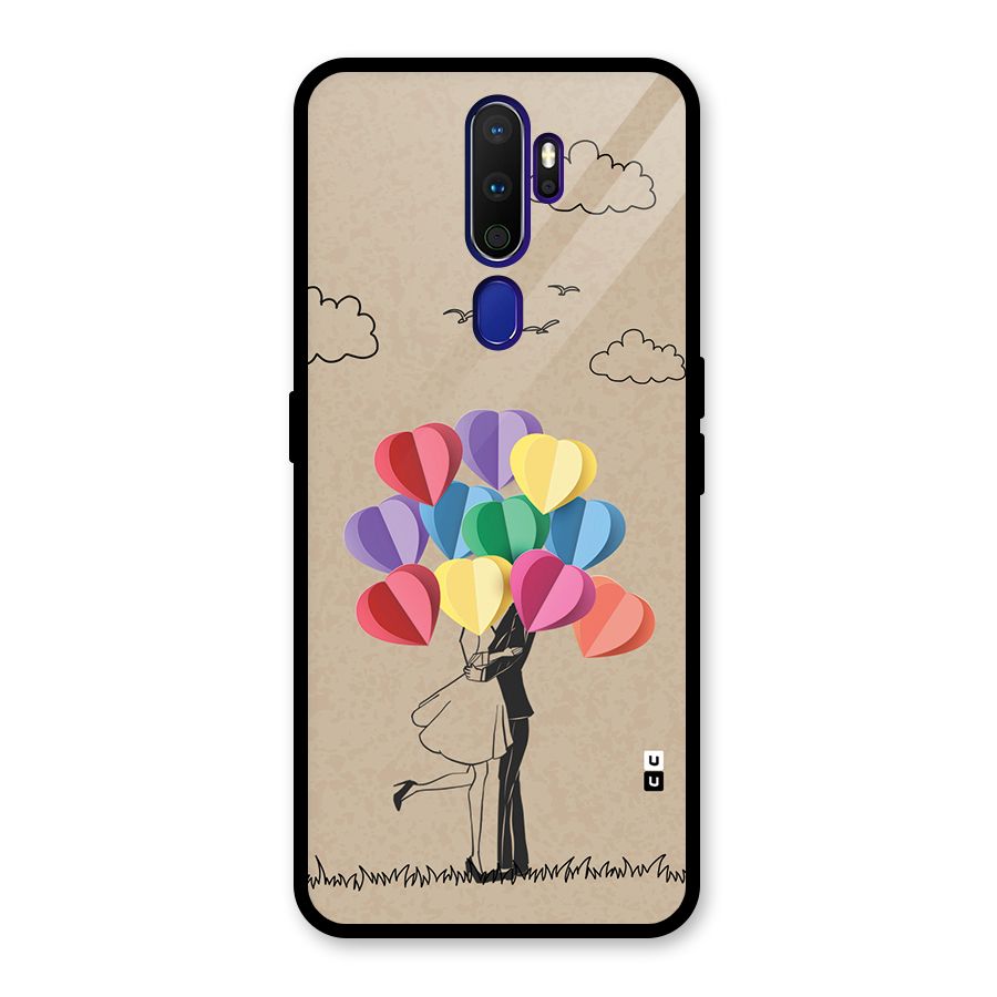 Couple With Card Baloons Glass Back Case for Oppo A9 (2020)