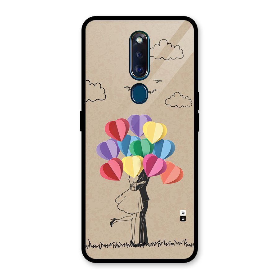 Couple With Card Baloons Glass Back Case for Oppo F11 Pro