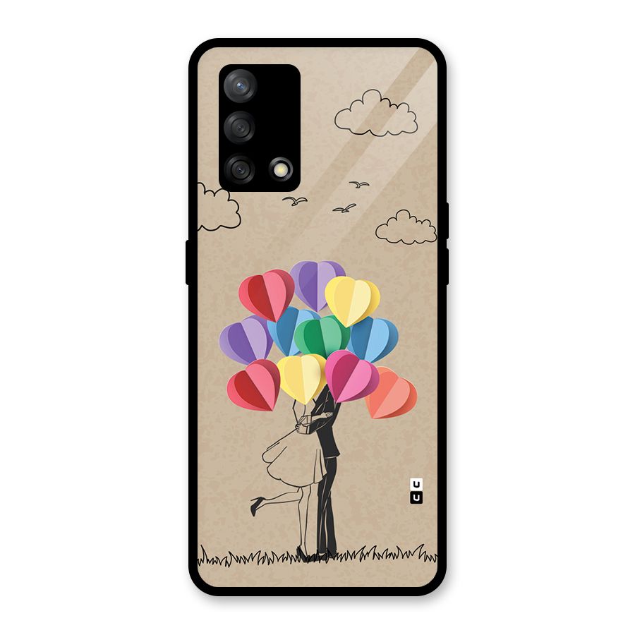 Couple With Card Baloons Glass Back Case for Oppo F19