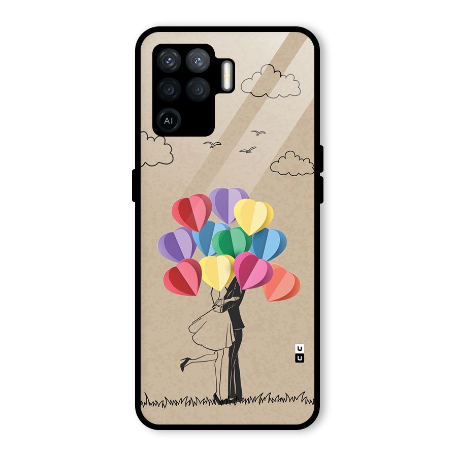 Couple With Card Baloons Glass Back Case for Oppo F19 Pro