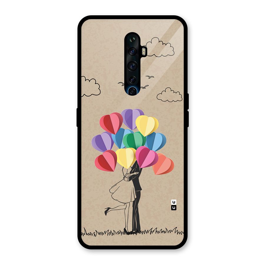 Couple With Card Baloons Glass Back Case for Oppo Reno2 Z