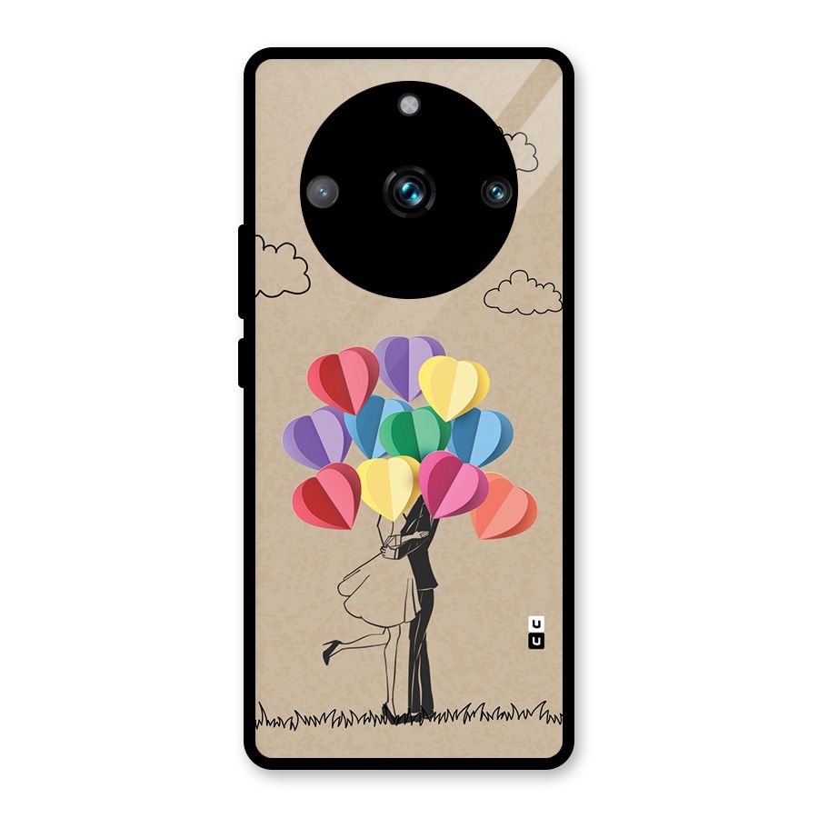 Couple With Card Baloons Glass Back Case for Realme 11 Pro