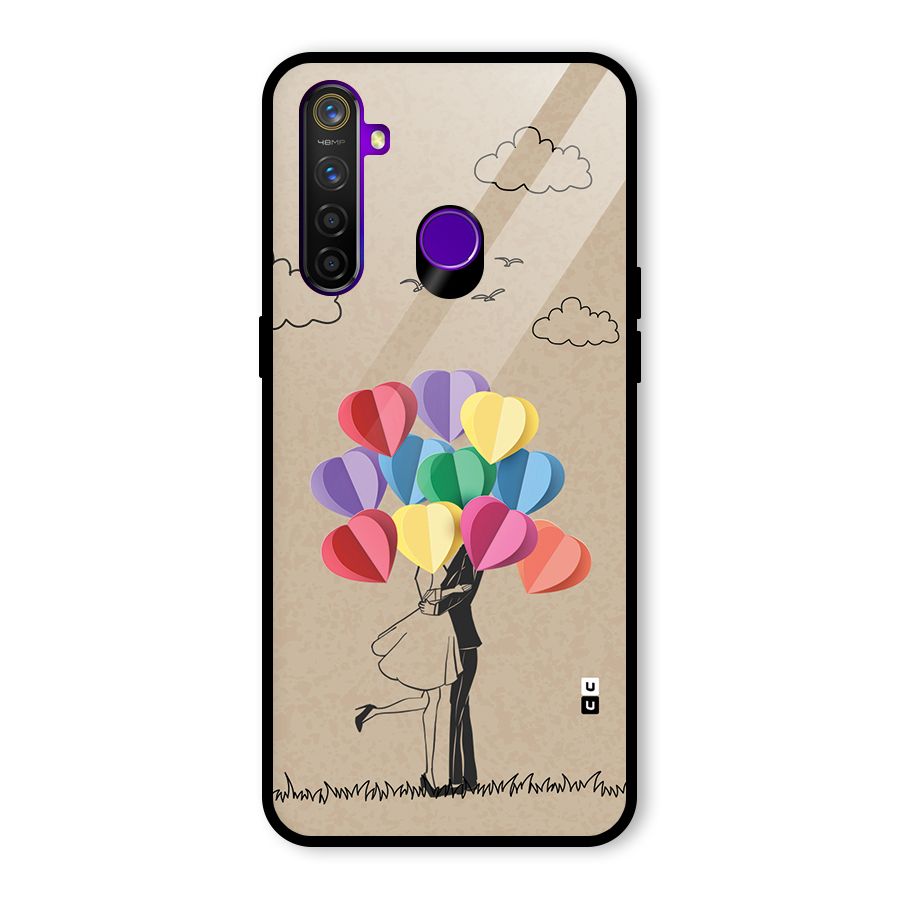 Couple With Card Baloons Glass Back Case for Realme 5 Pro