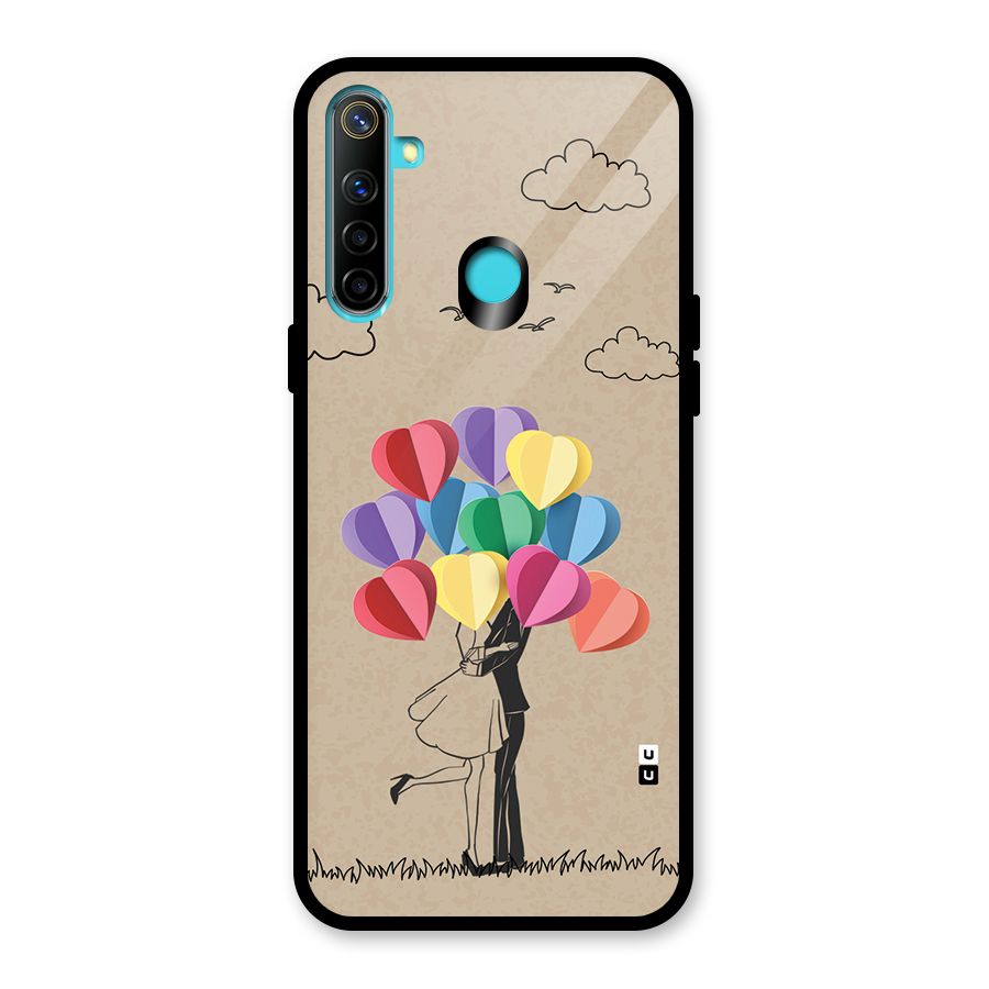 Couple With Card Baloons Glass Back Case for Realme 5i