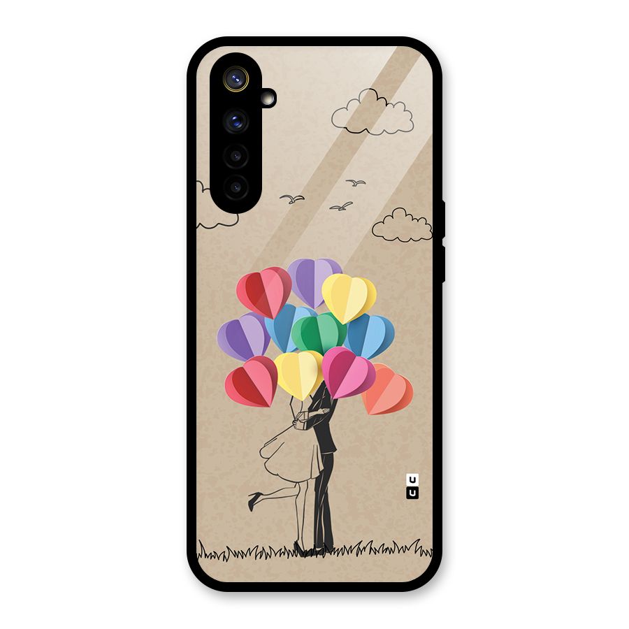 Couple With Card Baloons Glass Back Case for Realme 6