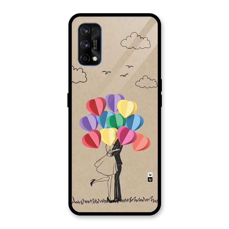Couple With Card Baloons Glass Back Case for Realme 7 Pro