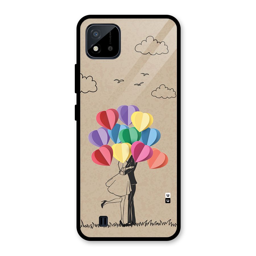 Couple With Card Baloons Glass Back Case for Realme C11 2021