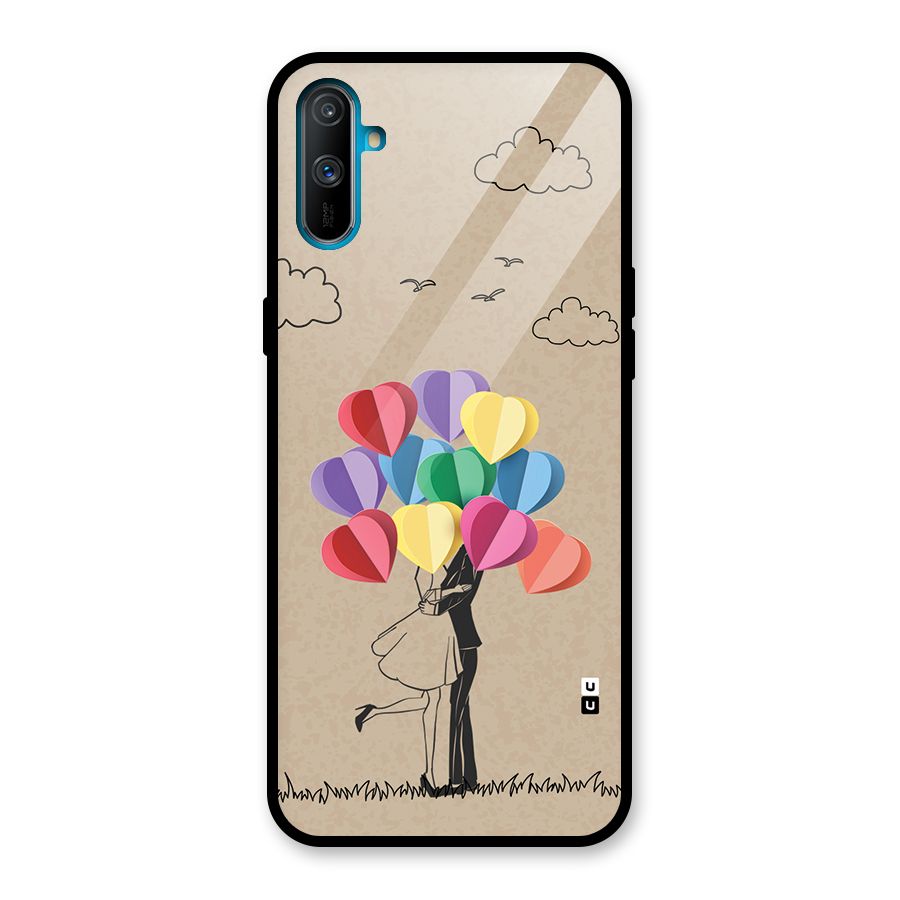 Couple With Card Baloons Glass Back Case for Realme C3