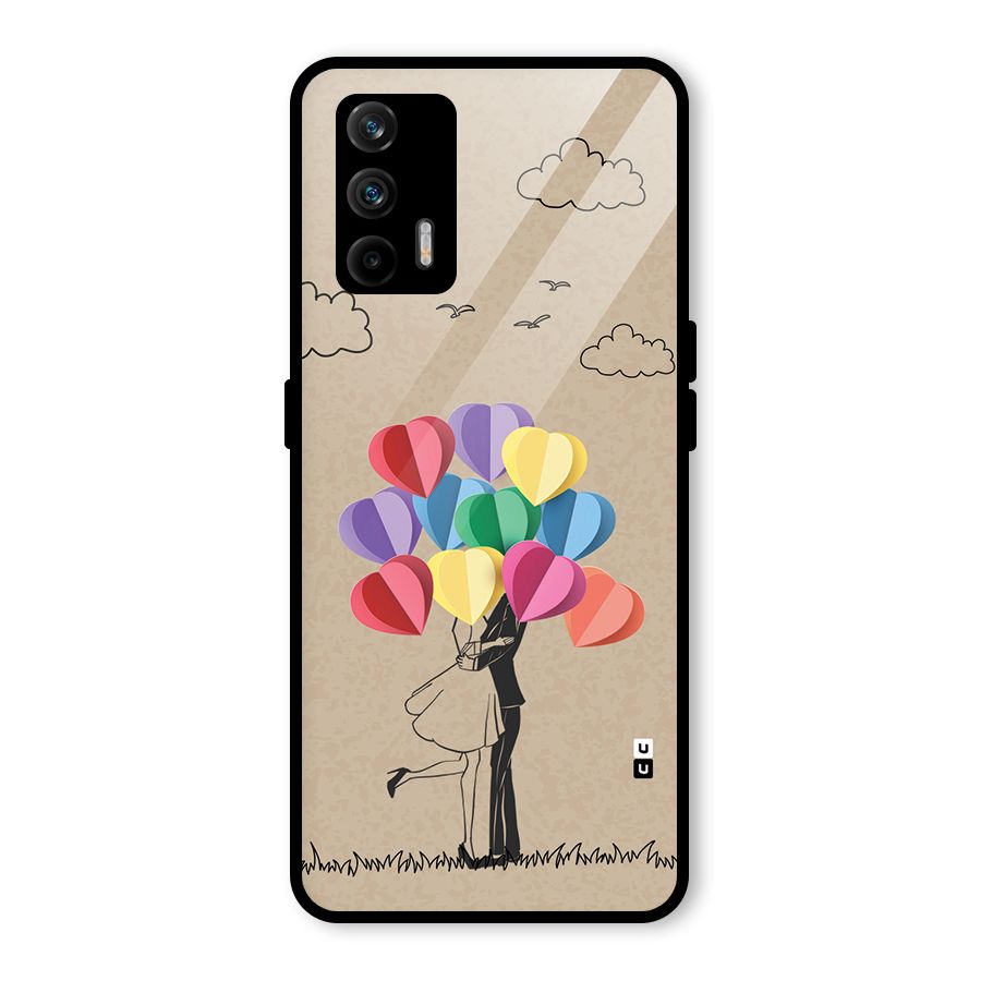 Couple With Card Baloons Glass Back Case for Realme GT 5G