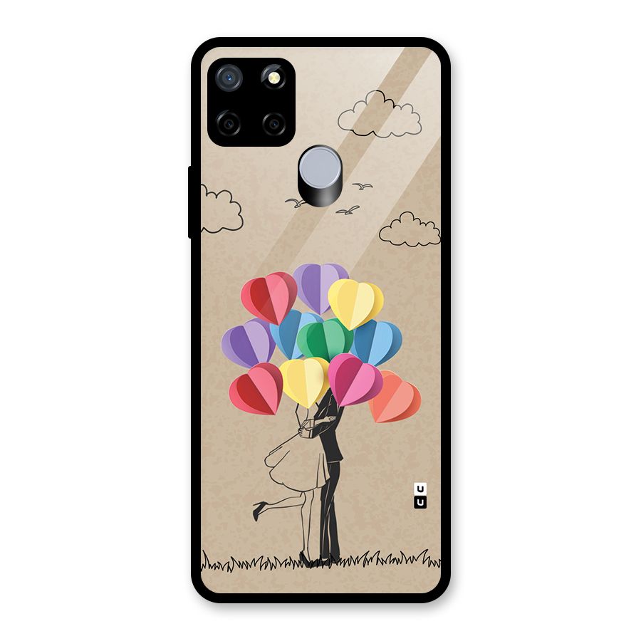 Couple With Card Baloons Glass Back Case for Realme Narzo 20