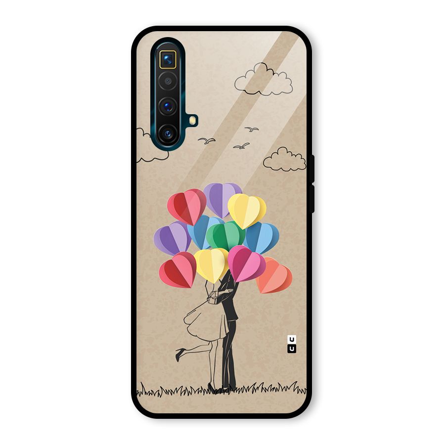 Couple With Card Baloons Glass Back Case for Realme X3