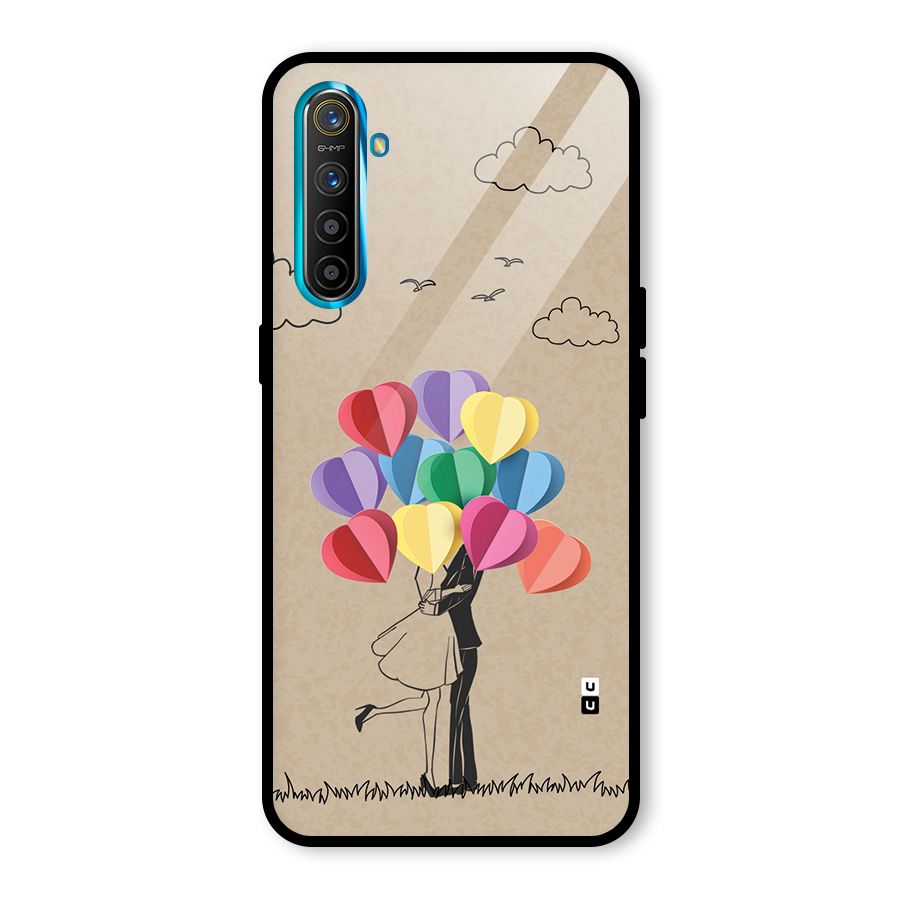 Couple With Card Baloons Glass Back Case for Realme XT