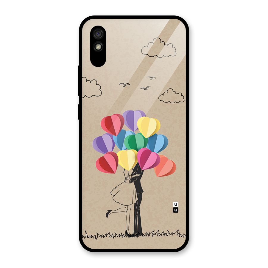 Couple With Card Baloons Glass Back Case for Redmi 9A