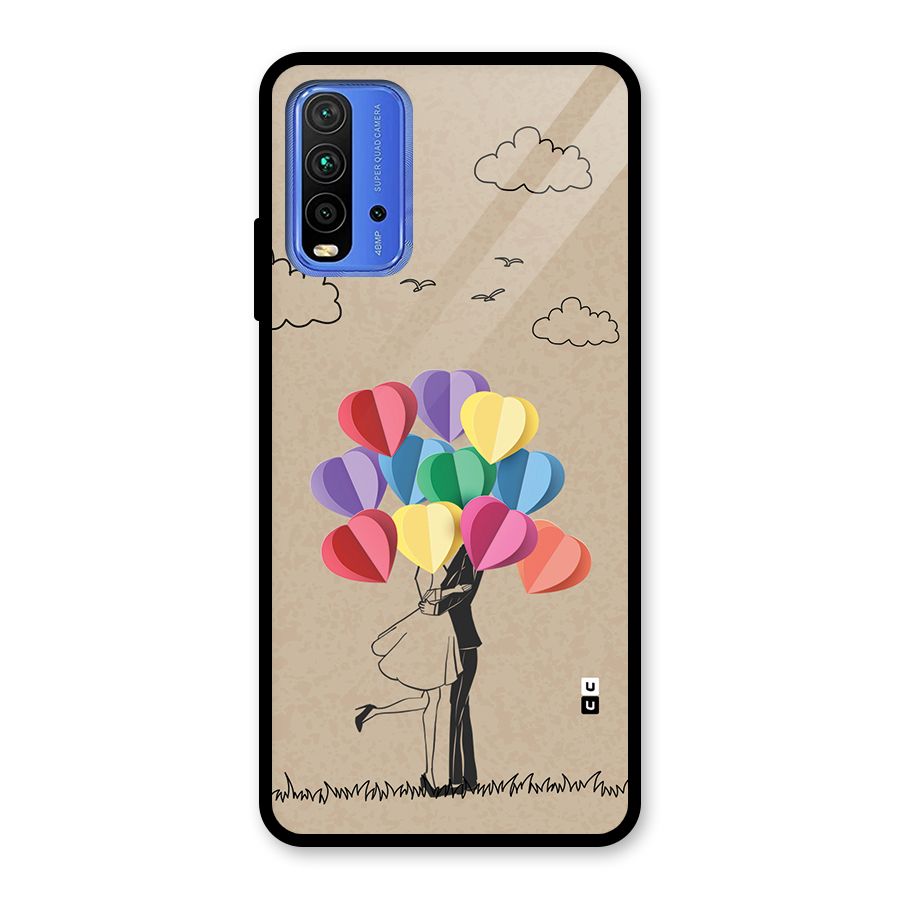 Couple With Card Baloons Glass Back Case for Redmi 9 Power