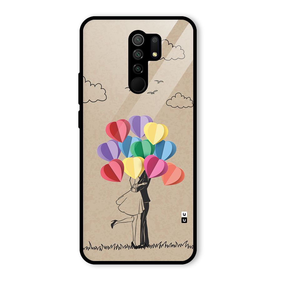 Couple With Card Baloons Glass Back Case for Redmi 9 Prime