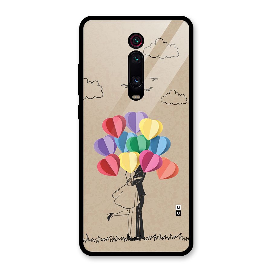 Couple With Card Baloons Glass Back Case for Redmi K20