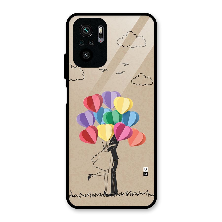 Couple With Card Baloons Glass Back Case for Redmi Note 10