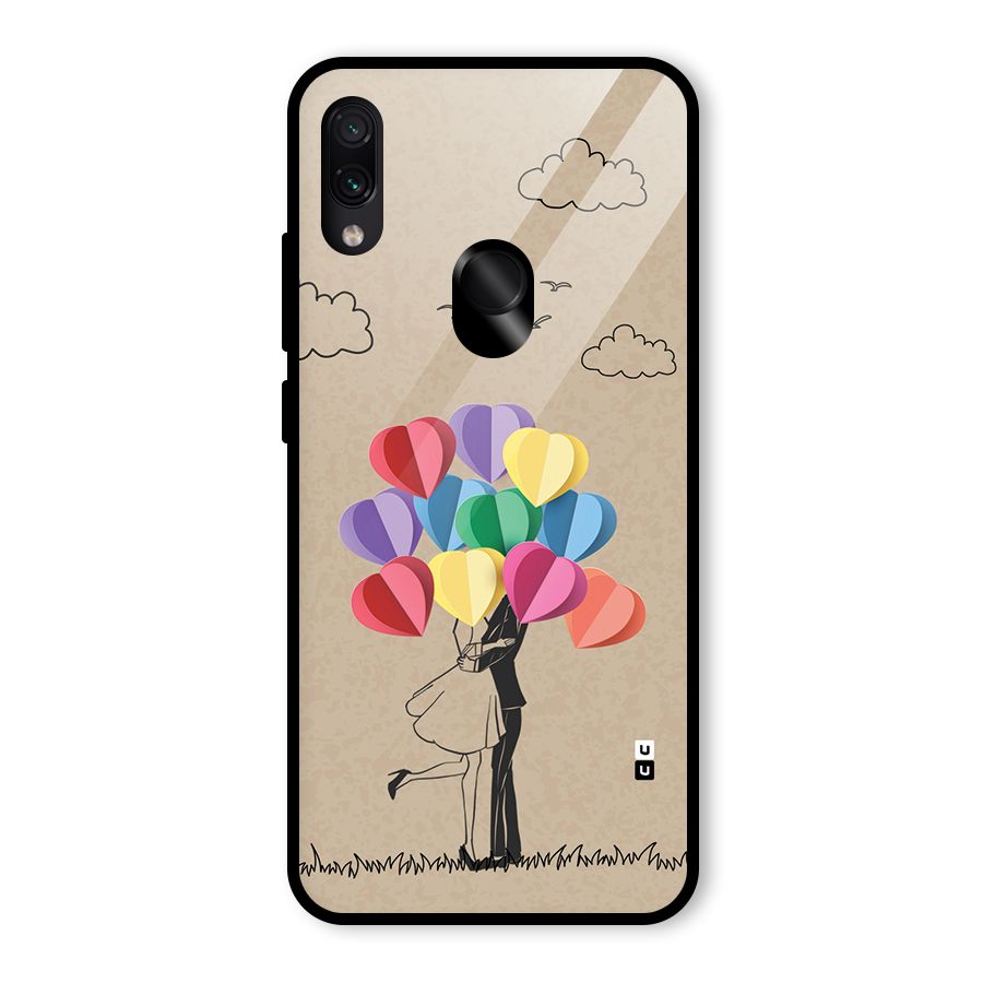 Couple With Card Baloons Glass Back Case for Redmi Note 7S
