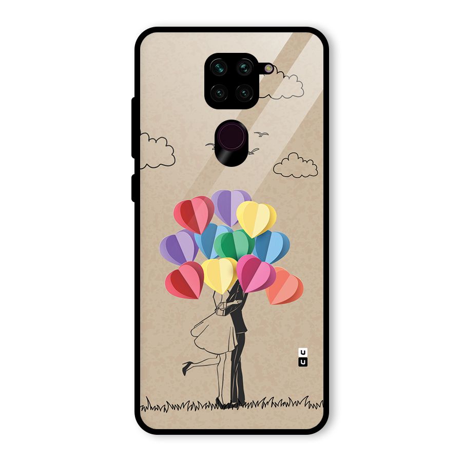 Couple With Card Baloons Glass Back Case for Redmi Note 9