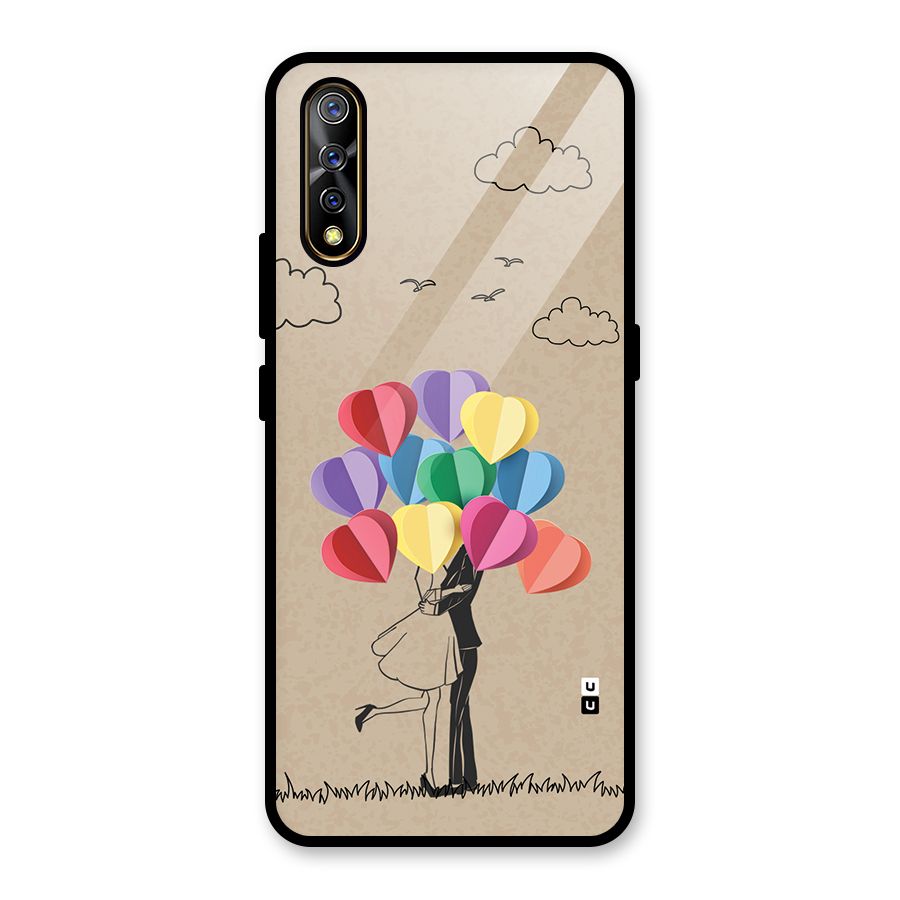 Couple With Card Baloons Glass Back Case for Vivo S1
