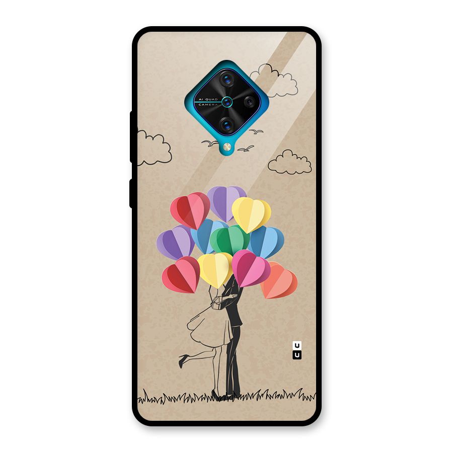 Couple With Card Baloons Glass Back Case for Vivo S1 Pro