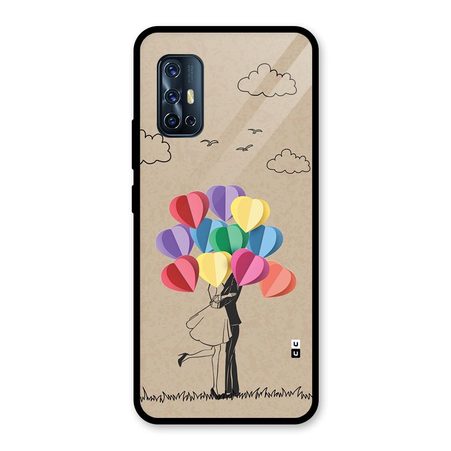 Couple With Card Baloons Glass Back Case for Vivo V17