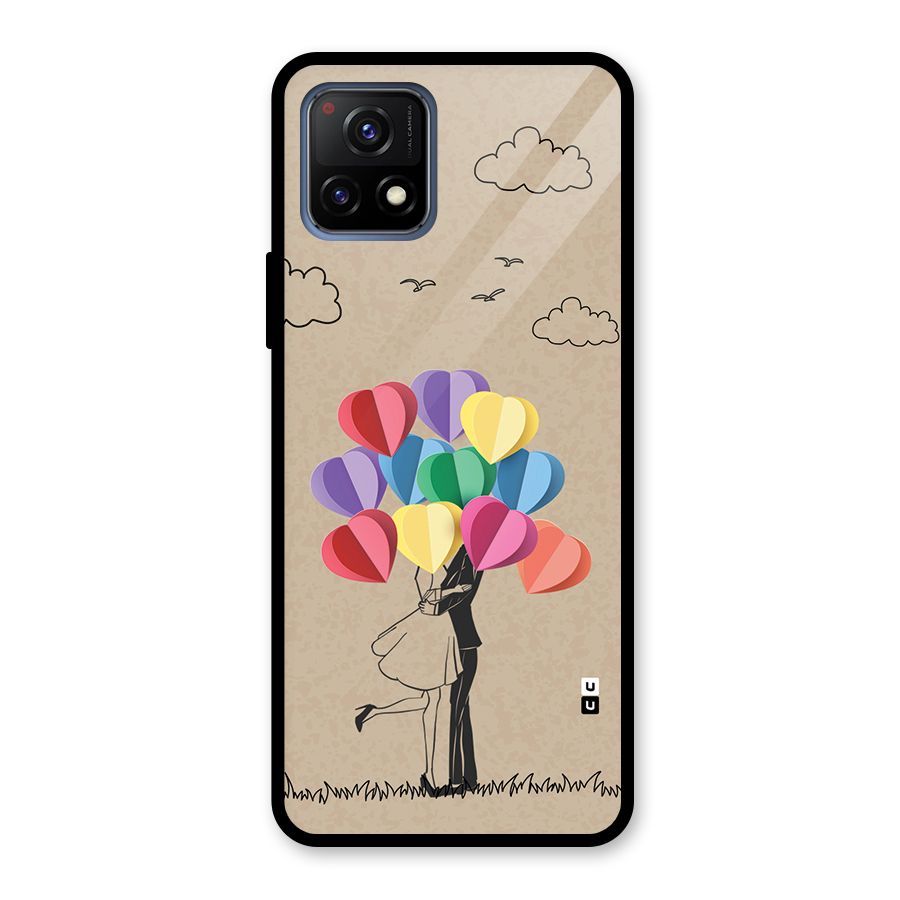 Couple With Card Baloons Glass Back Case for Vivo Y72 5G