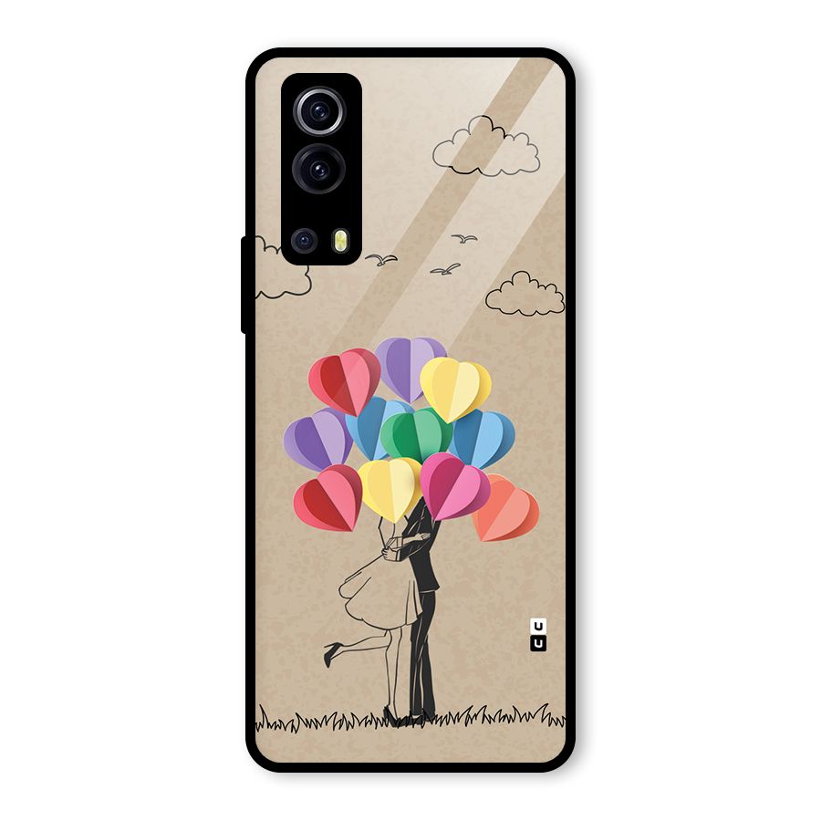 Couple With Card Baloons Glass Back Case for Vivo iQOO Z3