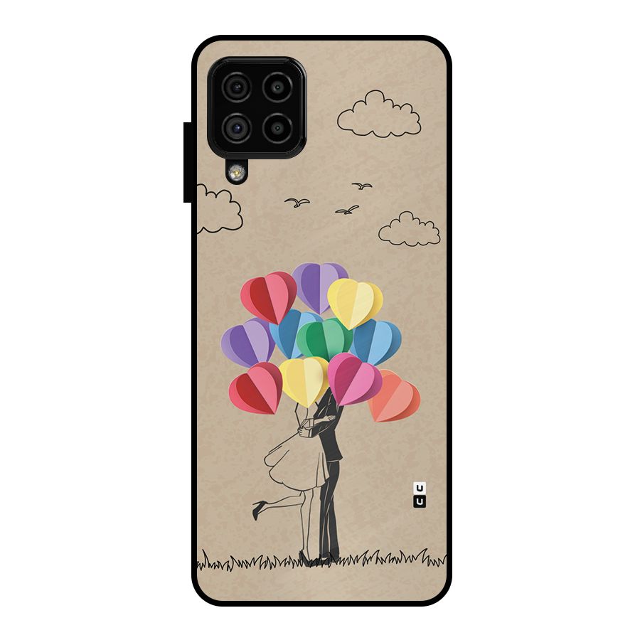 Couple With Card Baloons Metal Back Case for Galaxy A22 4G