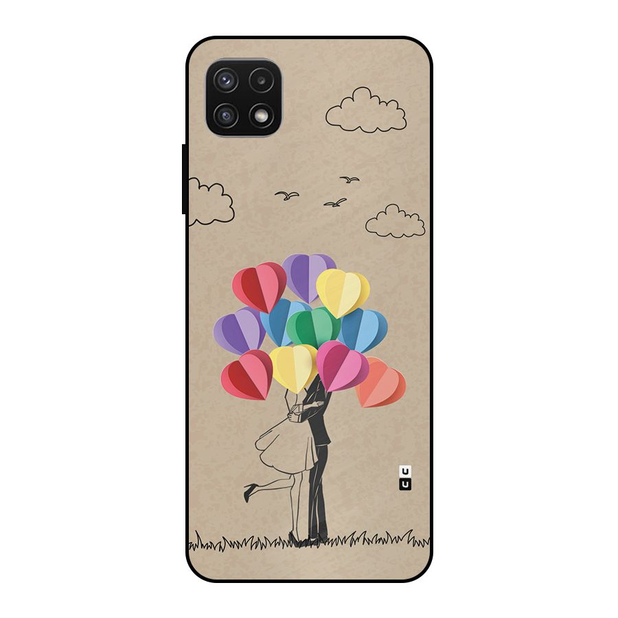 Couple With Card Baloons Metal Back Case for Galaxy A22 5G