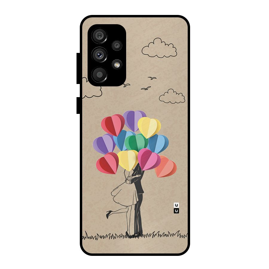 Couple With Card Baloons Metal Back Case for Galaxy A73 5G