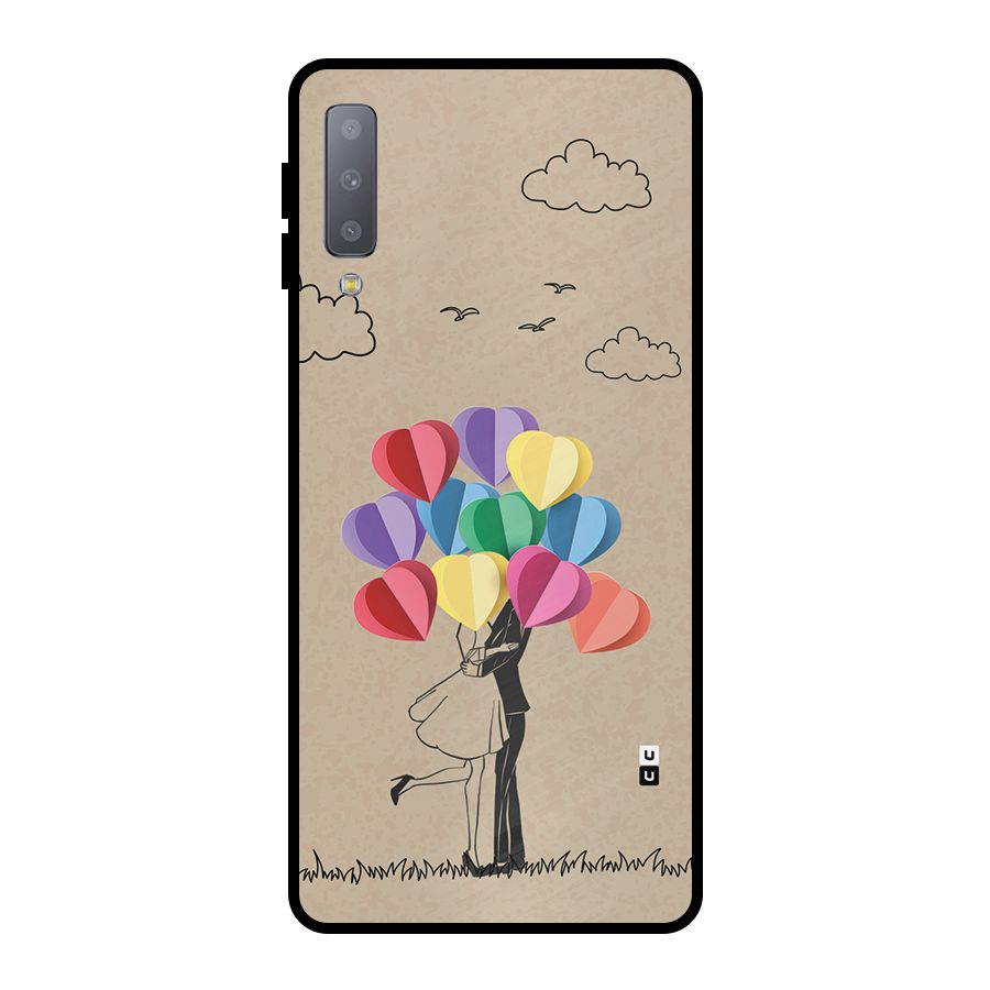 Couple With Card Baloons Metal Back Case for Galaxy A7 (2018)