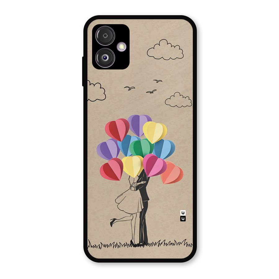 Couple With Card Baloons Metal Back Case for Galaxy F14