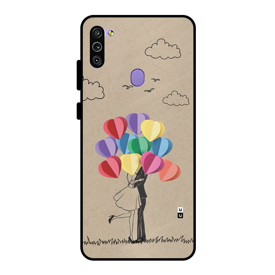 Couple With Card Baloons Metal Back Case for Galaxy M11
