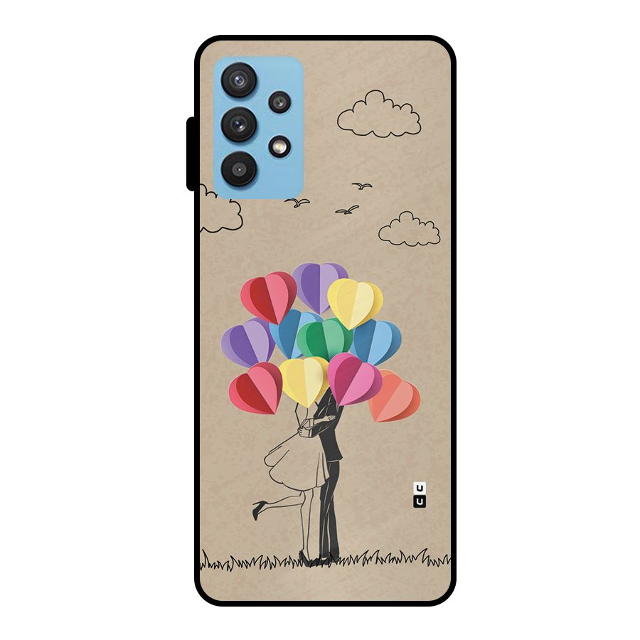 Couple With Card Baloons Metal Back Case for Galaxy M32 5G