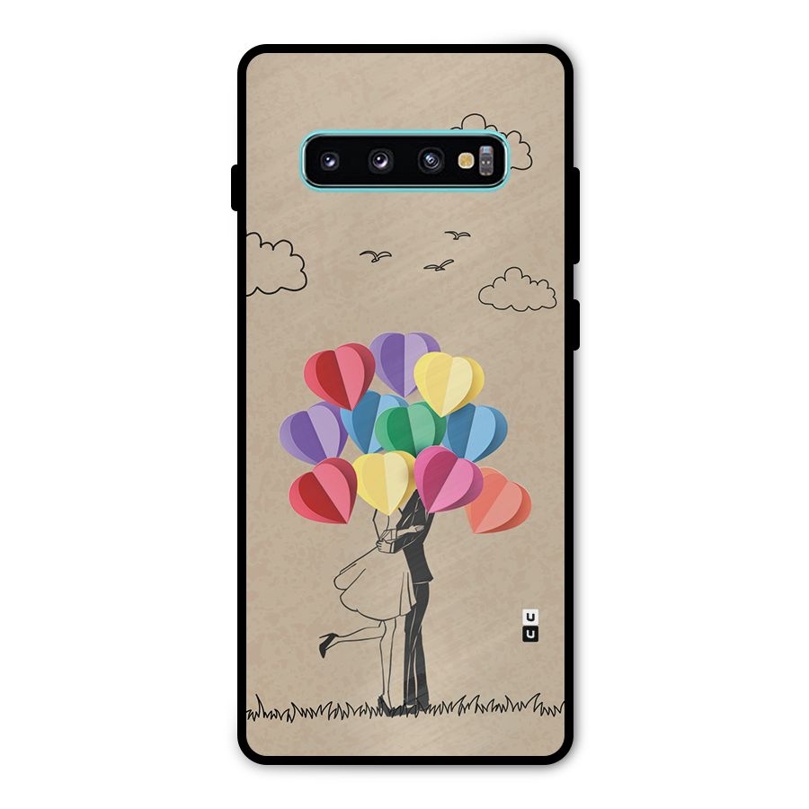 Couple With Card Baloons Metal Back Case for Galaxy S10 Plus