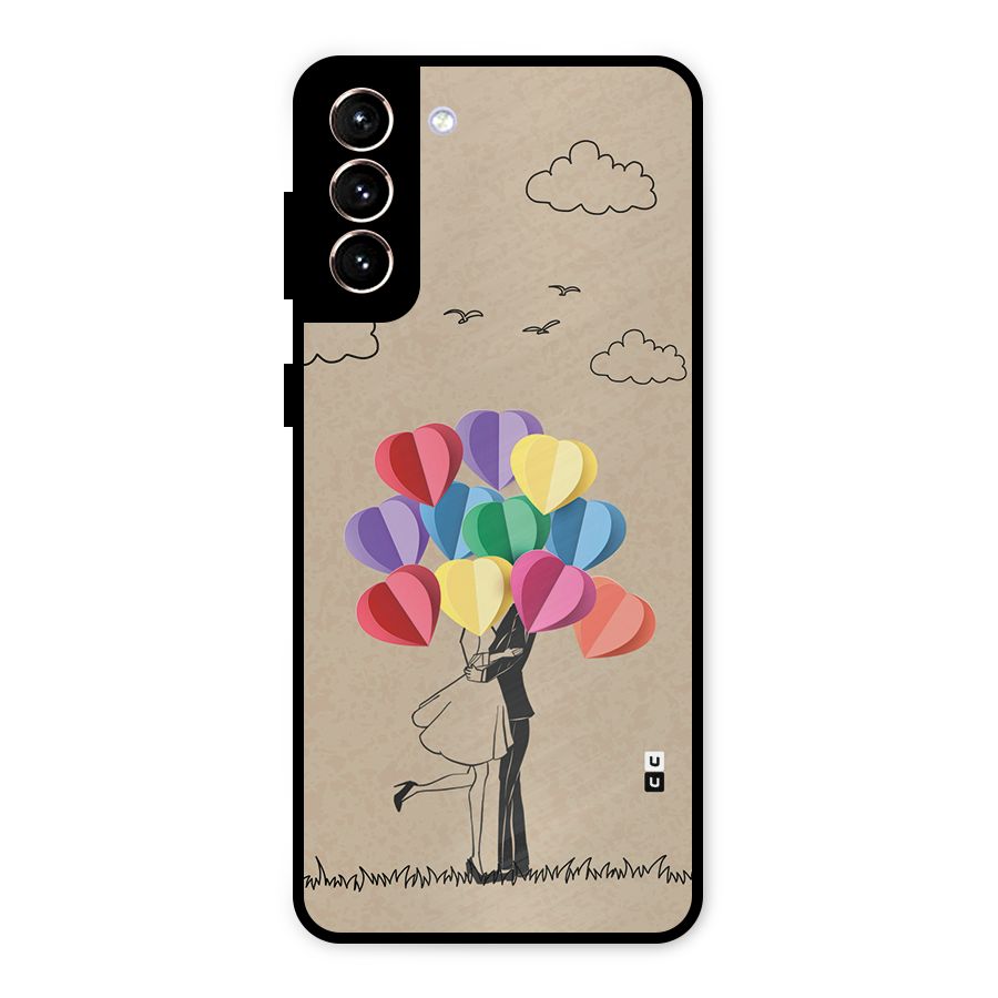 Couple With Card Baloons Metal Back Case for Galaxy S21 Plus