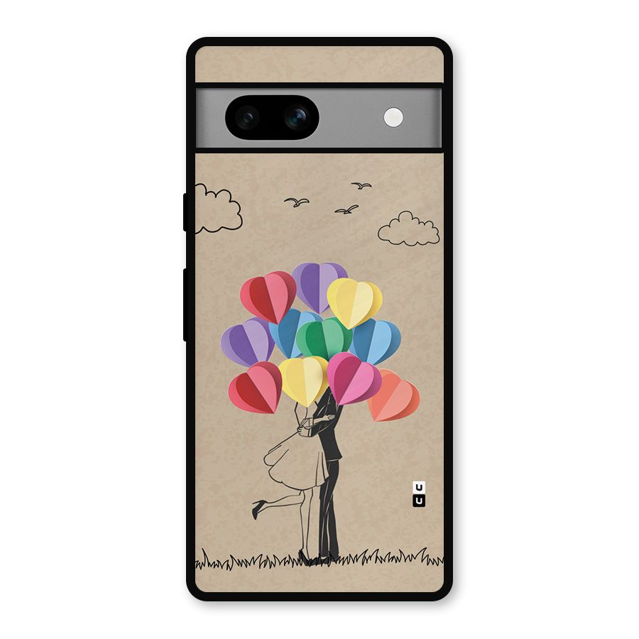 Couple With Card Baloons Metal Back Case for Google Pixel 7a