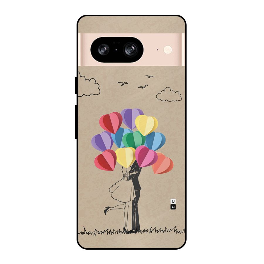 Couple With Card Baloons Metal Back Case for Google Pixel 8