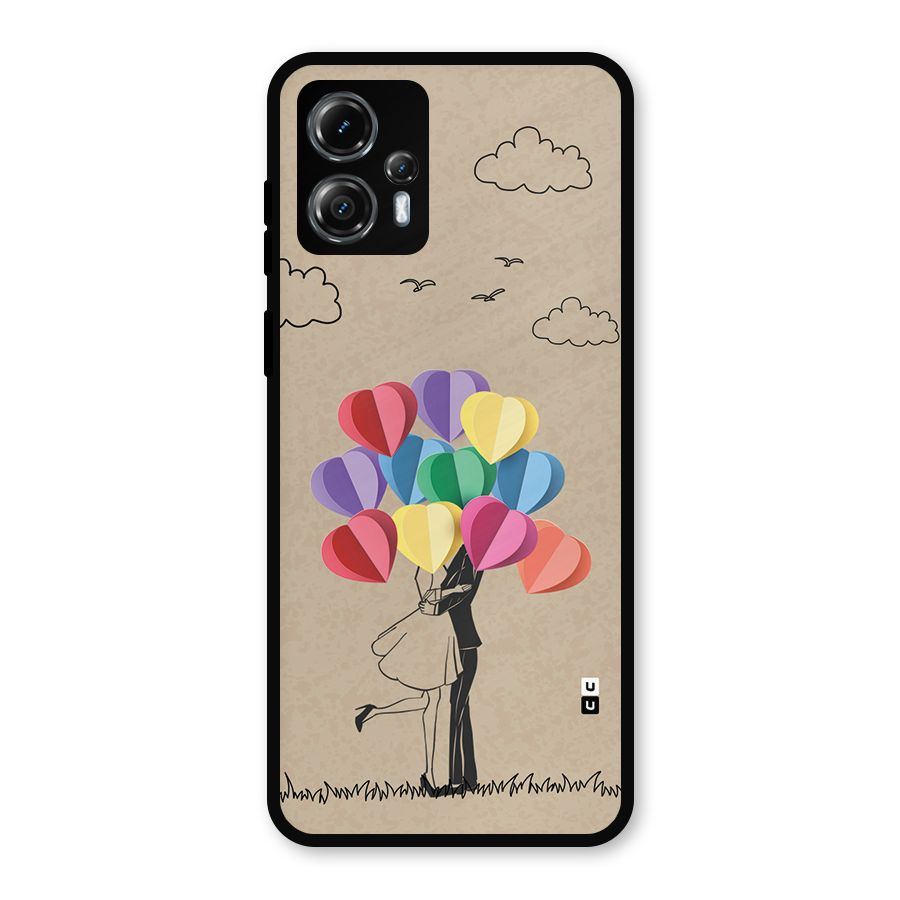 Couple With Card Baloons Metal Back Case for Moto G13