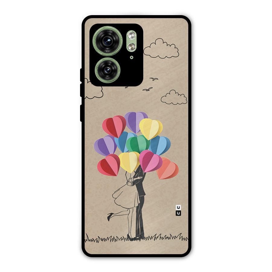 Couple With Card Baloons Metal Back Case for Motorola Edge 40 5G