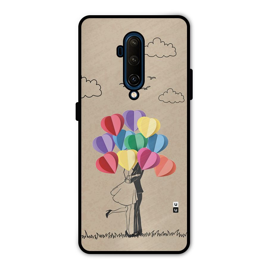 Couple With Card Baloons Metal Back Case for OnePlus 7T Pro