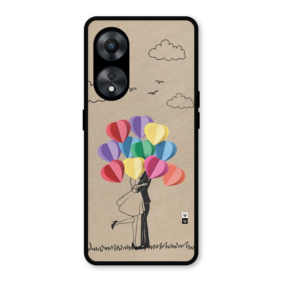Couple With Card Baloons Metal Back Case for Oppo A78