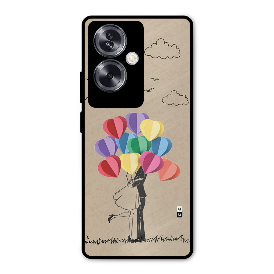 Couple With Card Baloons Metal Back Case for Oppo A79 5G