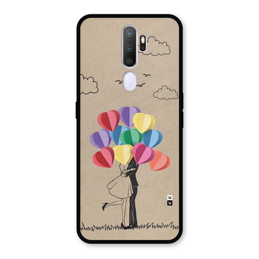 Couple With Card Baloons Metal Back Case for Oppo A9 (2020)
