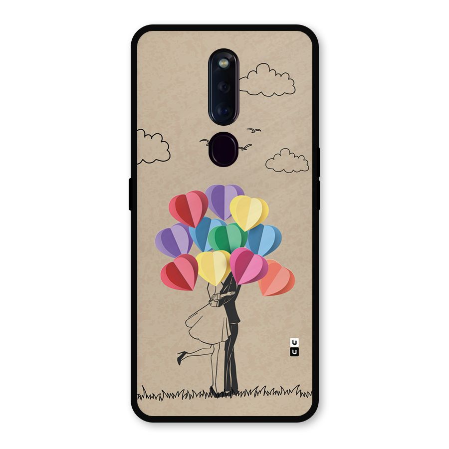 Couple With Card Baloons Metal Back Case for Oppo F11 Pro